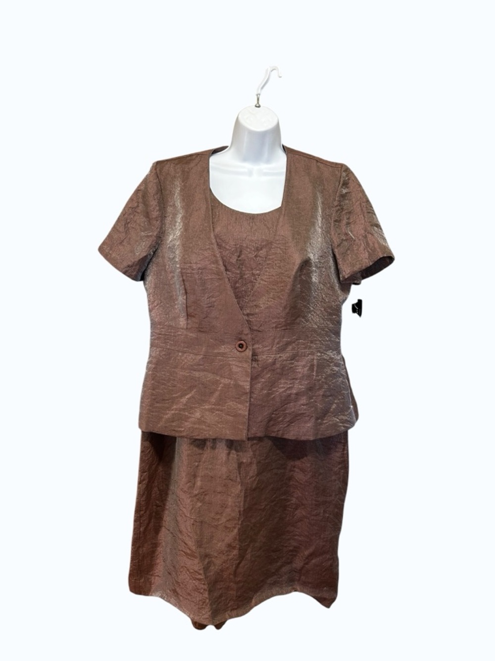 VTG Jolibel Jacket & Dress Set Brown Textured Mid Century Style Plus Size 16